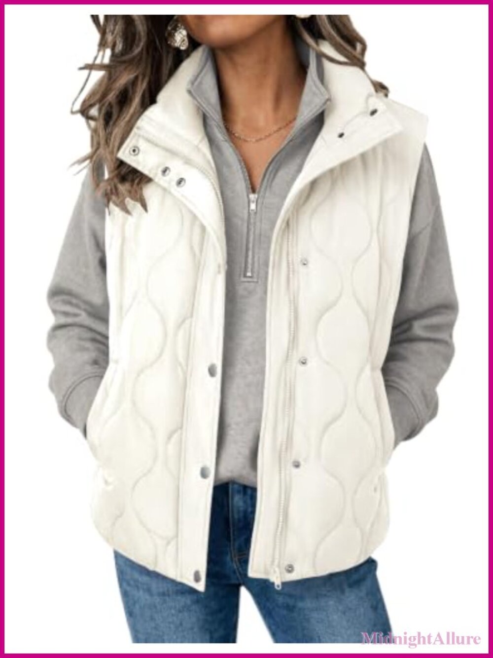 Zeagoo Women Oversized Puffer Vest Stand Collar Zip Up Sleeveless